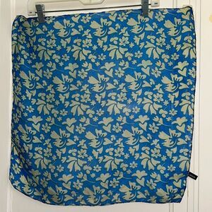 Aperitif brand royal blue & tan floral motif silk square scarf